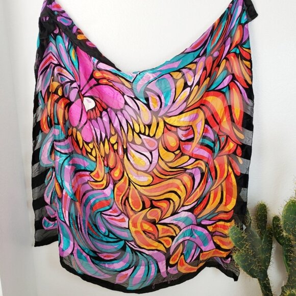 Rare Vintage Jean Claude Jitrois 80s Silk Scarf Large Shawl - Picture 2 of 16